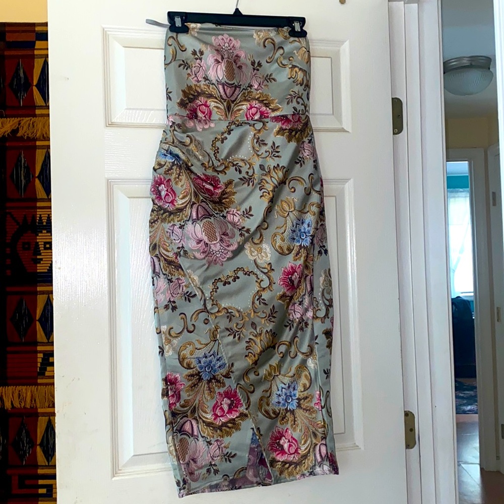 Floral teal formal dress